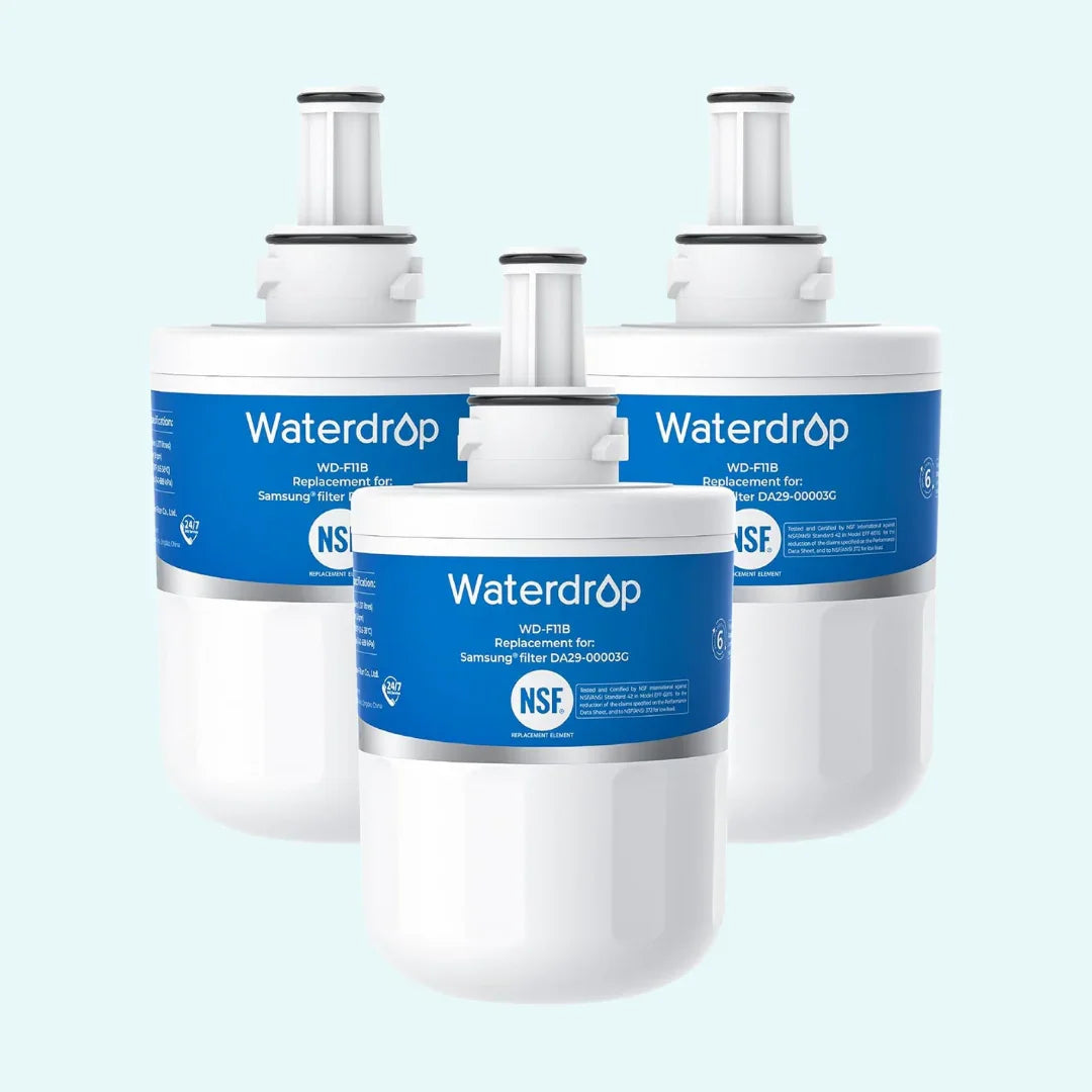 Genuine Waterdrop DA29-00003G Refrigerator Water Filter, Replacement for Samsung®, DA29-00003B, DA29-00003A, Aqua-Pure Plus, HAFCU1, RFG237AARS, FMS-1, RS22HDHPNSR, RSG257AARS, 3 Filters (Package May Vary)